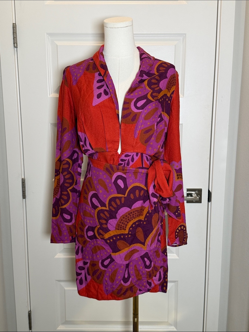 FARM Rio New Without Tags Red, Purple & Pink Floral Wrap Romper Size M